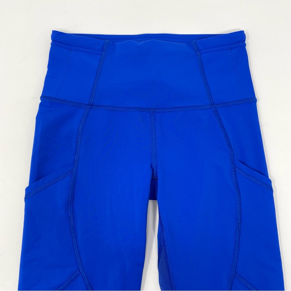 Lululemon Fast and Free High-Rise Crop 18” Blue Running Gym Leggings size 2 - Picture 2 of 11